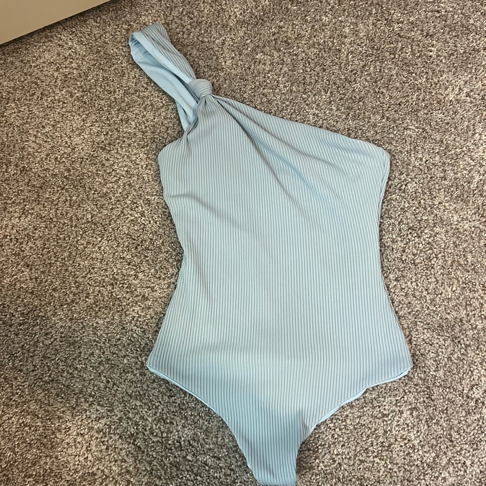 Lovers & Friends Light Blue One Shoulder Bodysuit